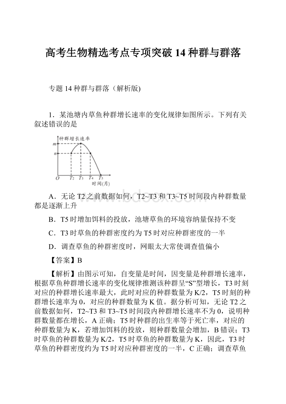 高考生物精选考点专项突破14种群与群落.docx_第1页