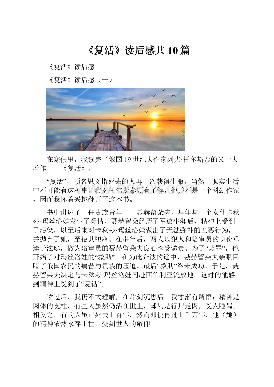 《复活》读后感共10篇.docx