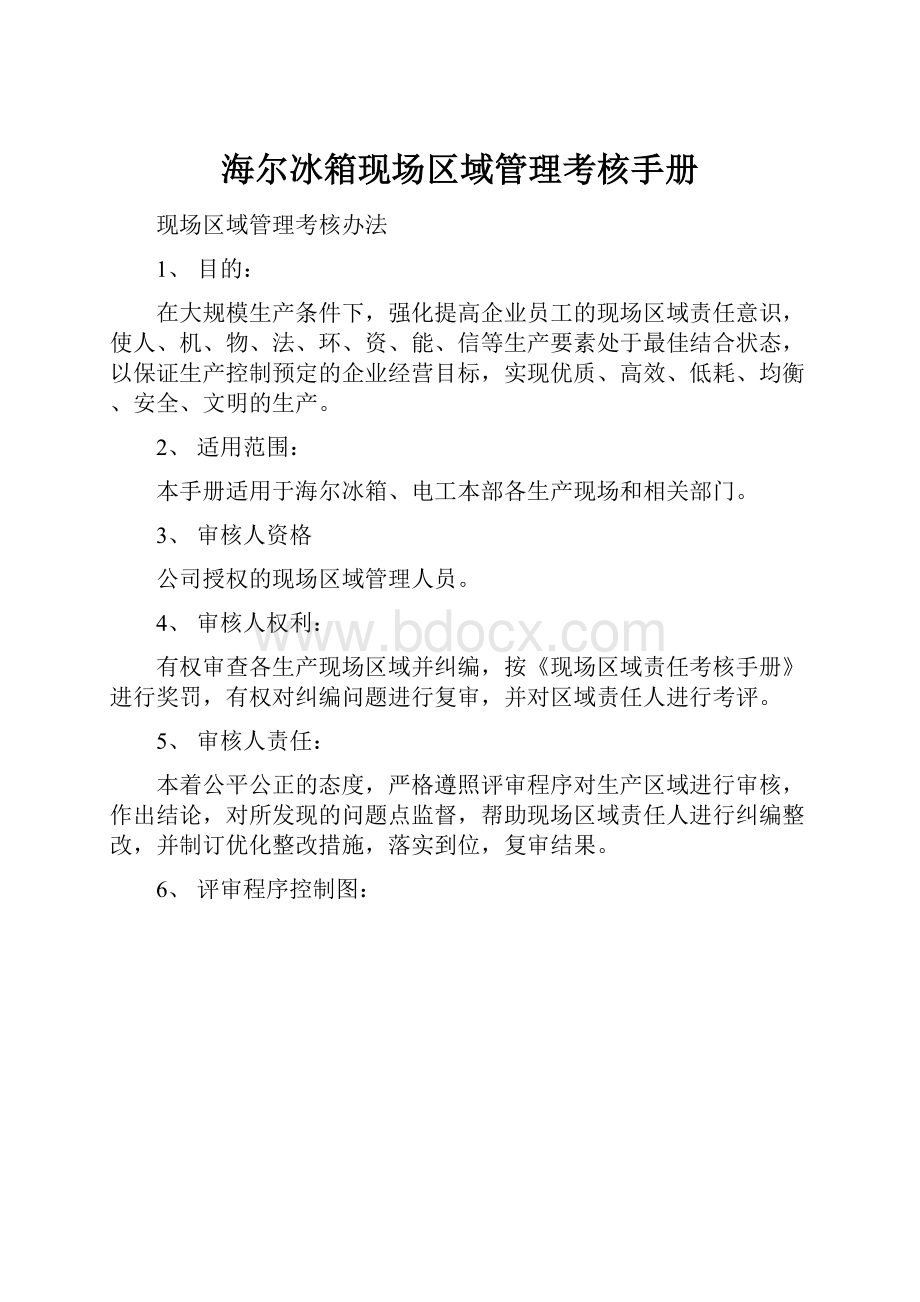 海尔冰箱现场区域管理考核手册.docx