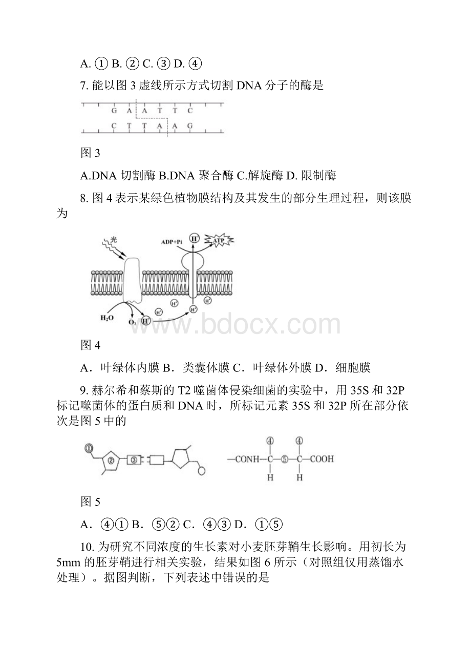 金山区秋高二高三第一学期期末一模学科质量检测生物试题及答案精doc.docx_第3页