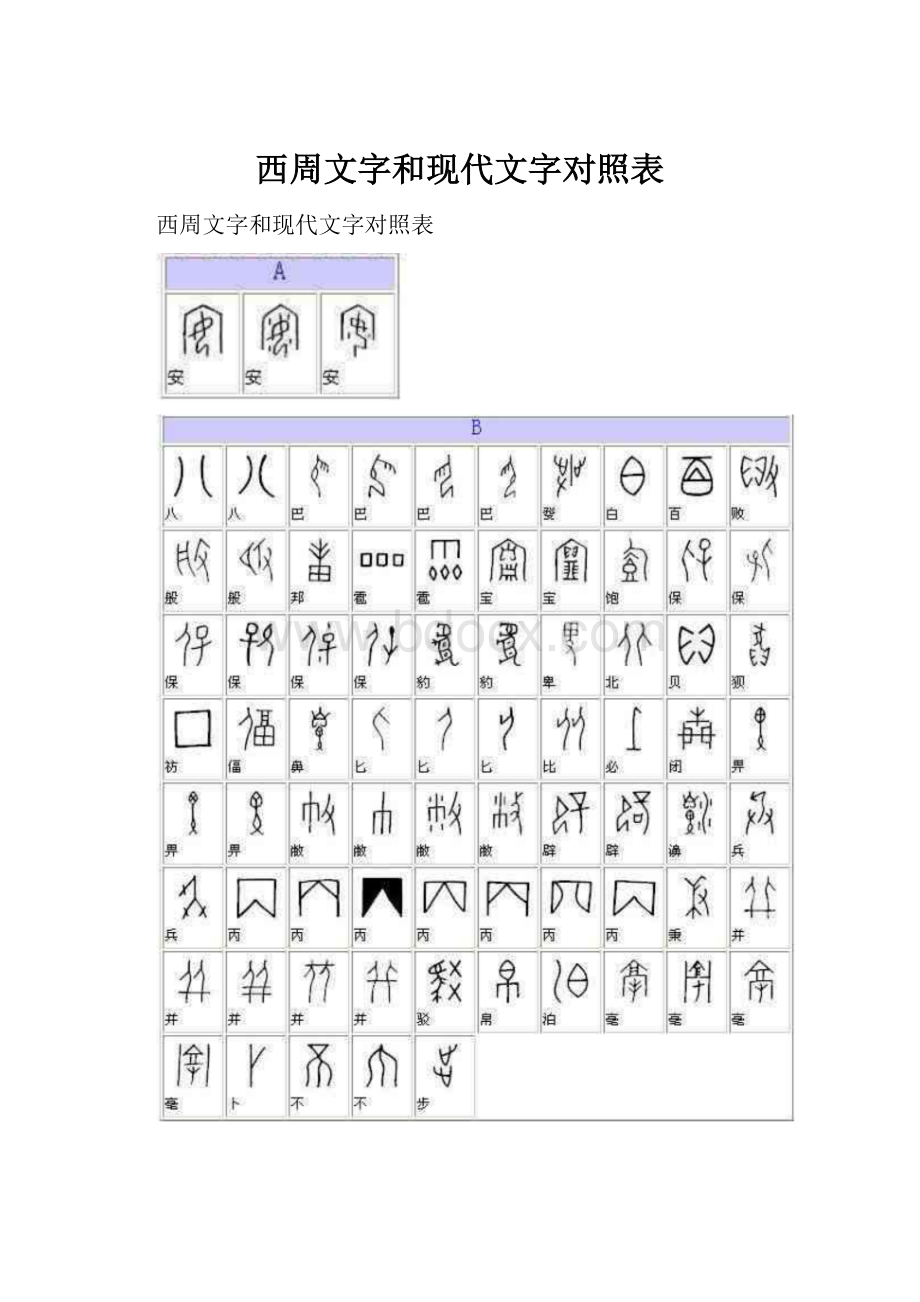 西周文字和现代文字对照表.docx