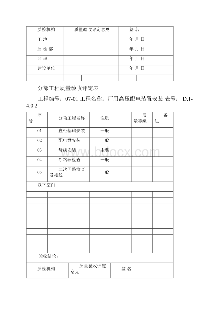 主厂房厂用电系统设备安装质量验收评定表.docx_第2页