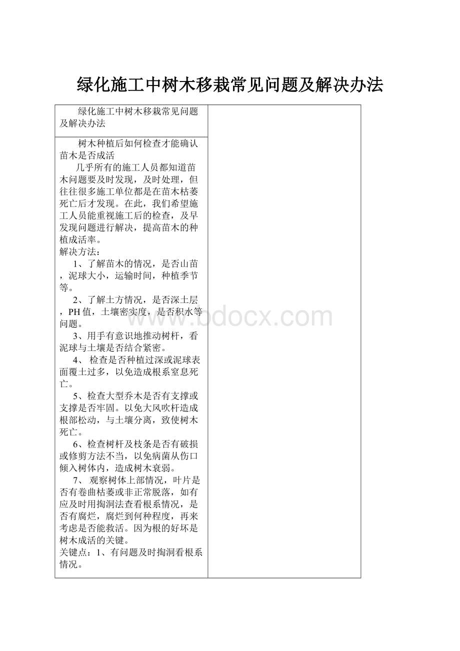 绿化施工中树木移栽常见问题及解决办法.docx_第1页