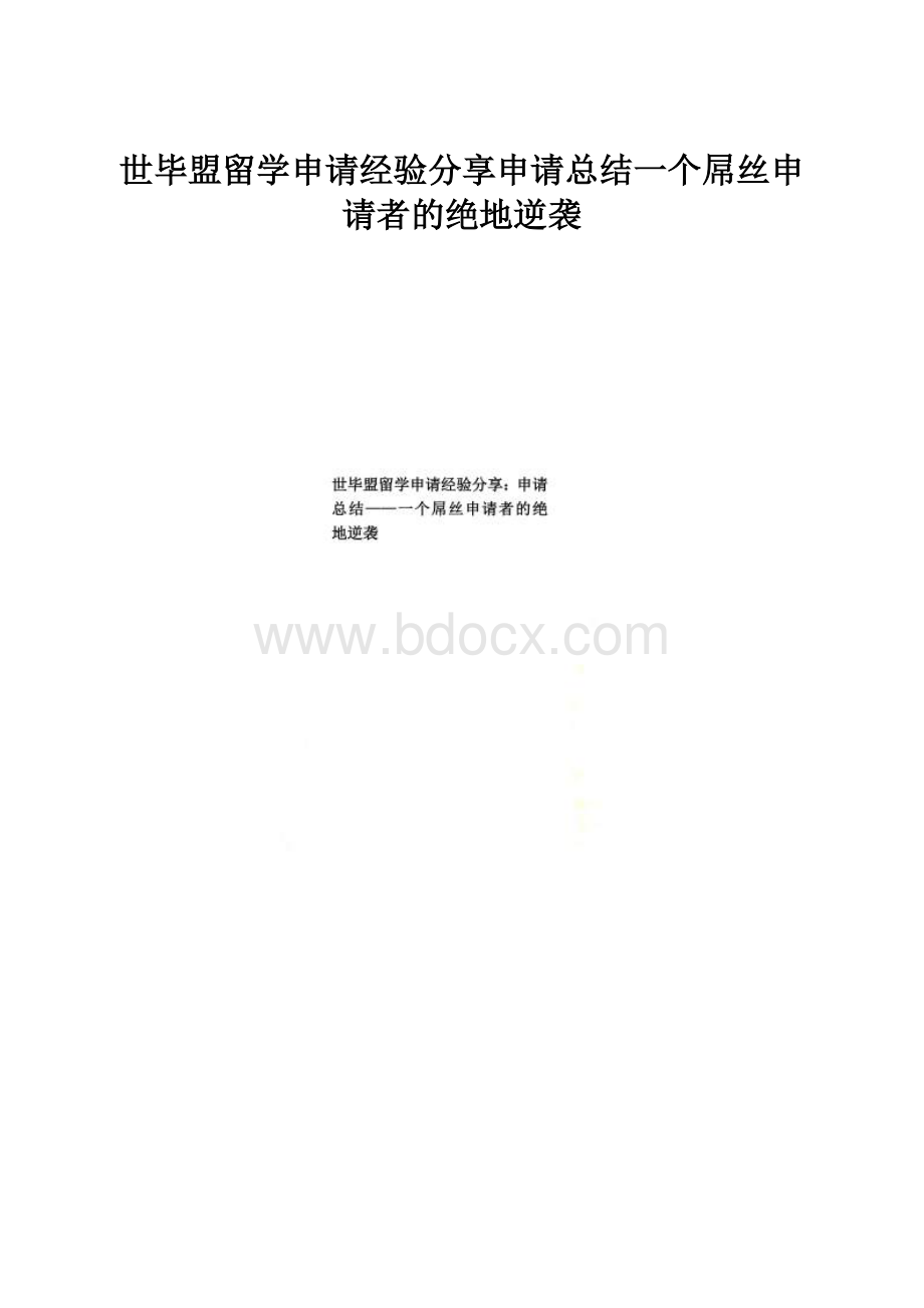 世毕盟留学申请经验分享申请总结一个屌丝申请者的绝地逆袭.docx