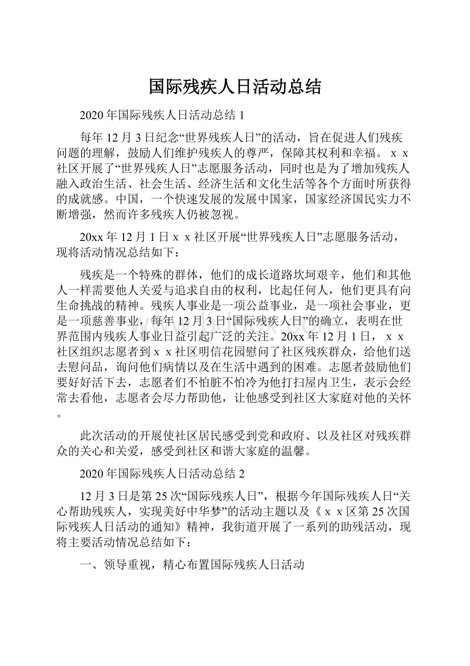 国际残疾人日活动总结.docx