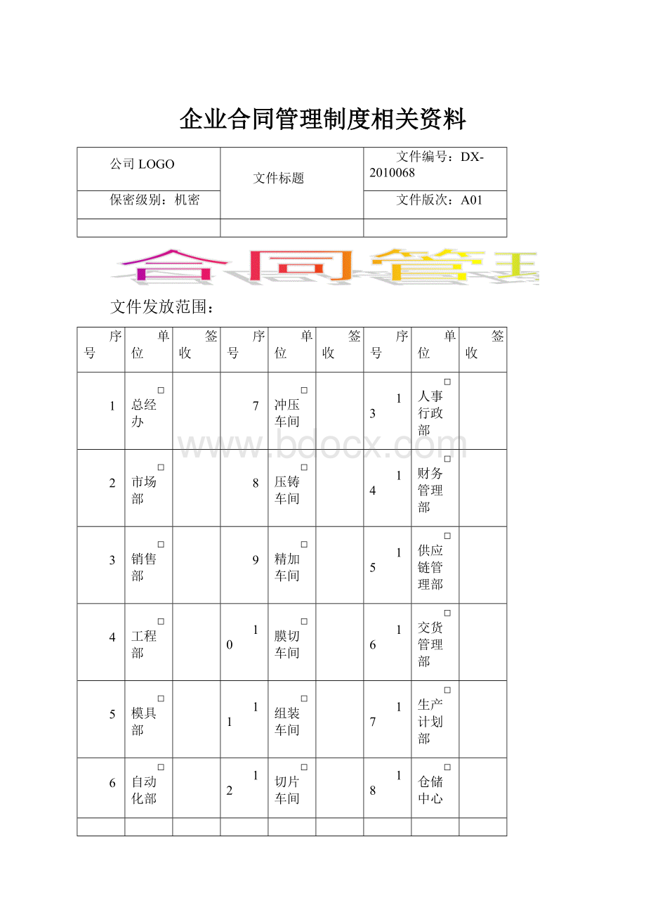 企业合同管理制度相关资料.docx_第1页