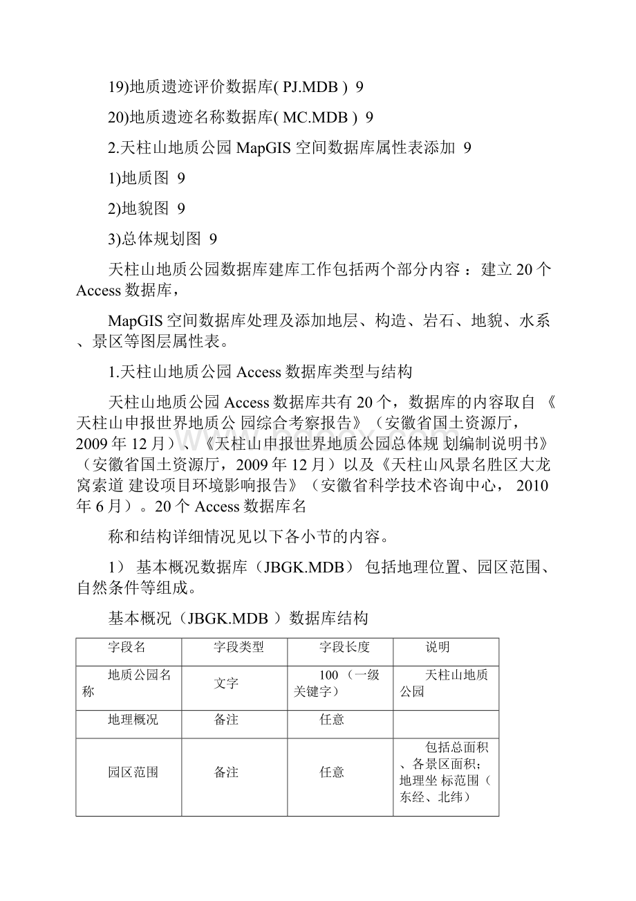 天柱山地质公园数据库建库说明.docx_第2页