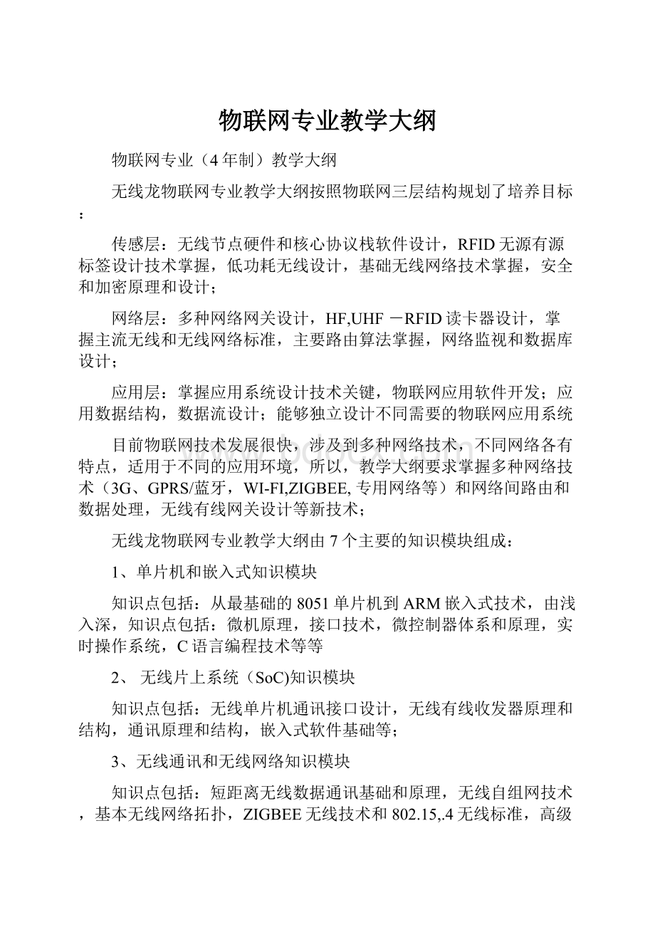 物联网专业教学大纲.docx