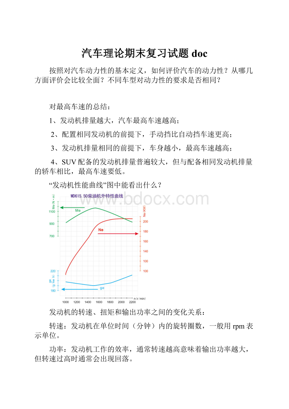 汽车理论期末复习试题doc.docx