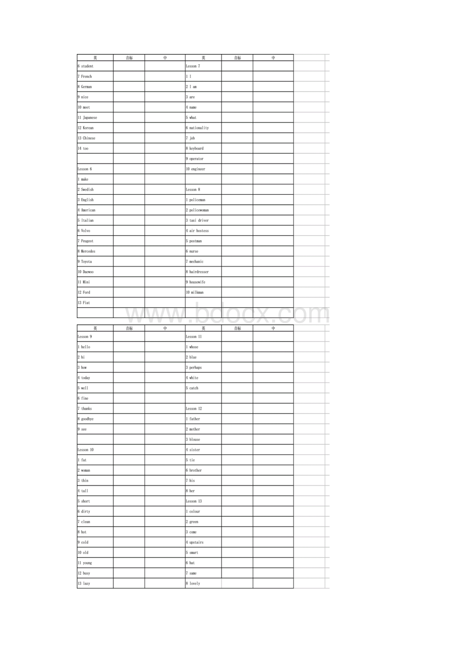 新概念1单词表汉译英默写表.docx_第2页