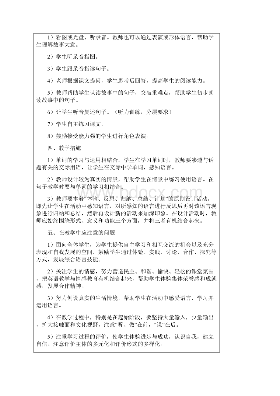 春季人教小学PEP英语三年级下册全册教案表格式.docx_第3页