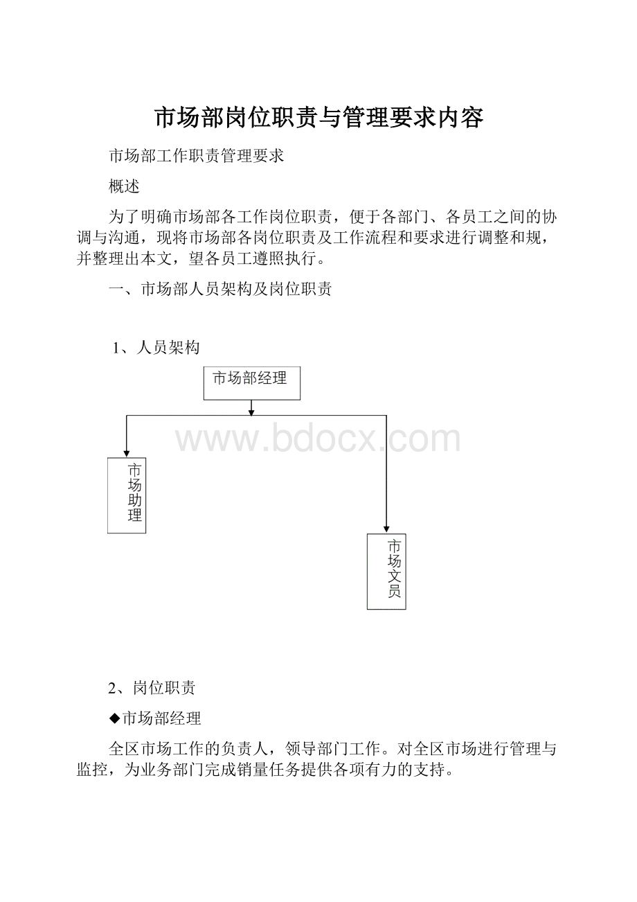 市场部岗位职责与管理要求内容.docx