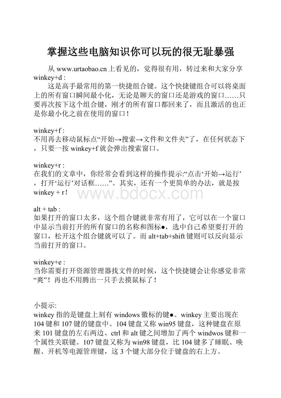 掌握这些电脑知识你可以玩的很无耻暴强.docx_第1页