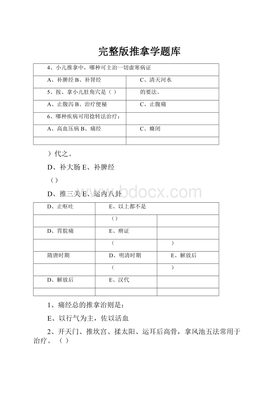 完整版推拿学题库.docx