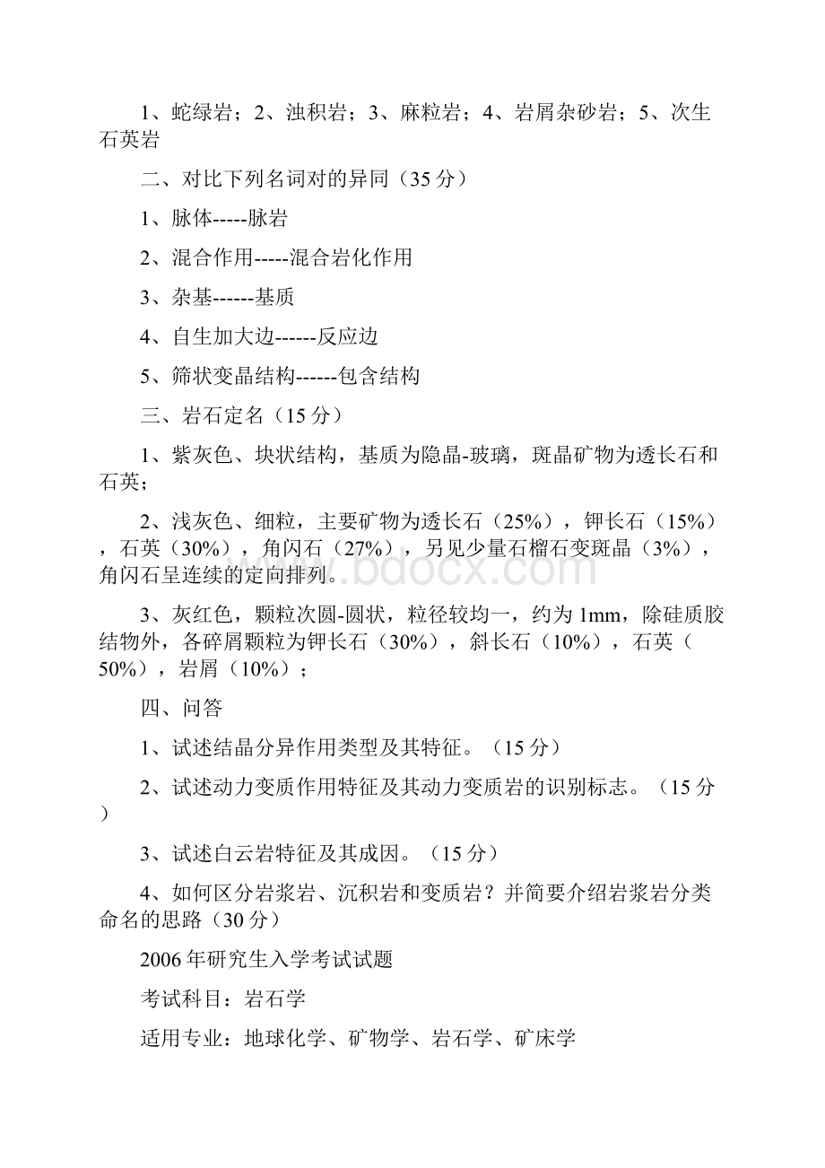 中国地质大学武汉岩石学+研究生入学考试试题.docx_第2页