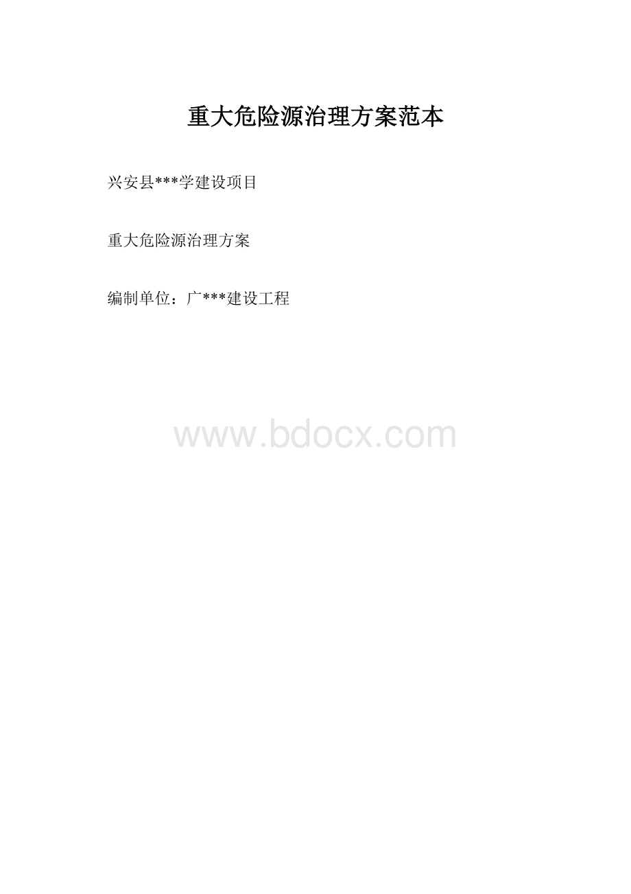 重大危险源治理方案范本.docx