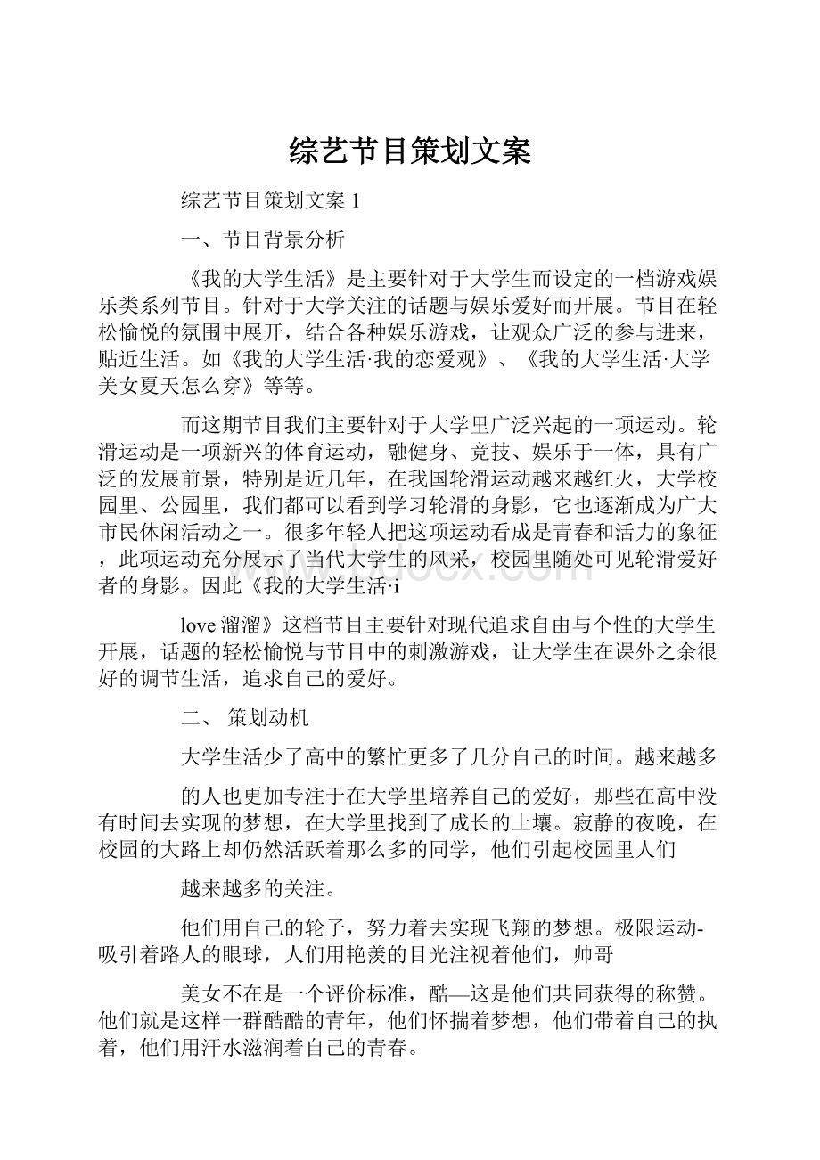 综艺节目策划文案.docx