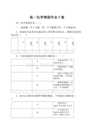 高一化学寒假作业十套.docx