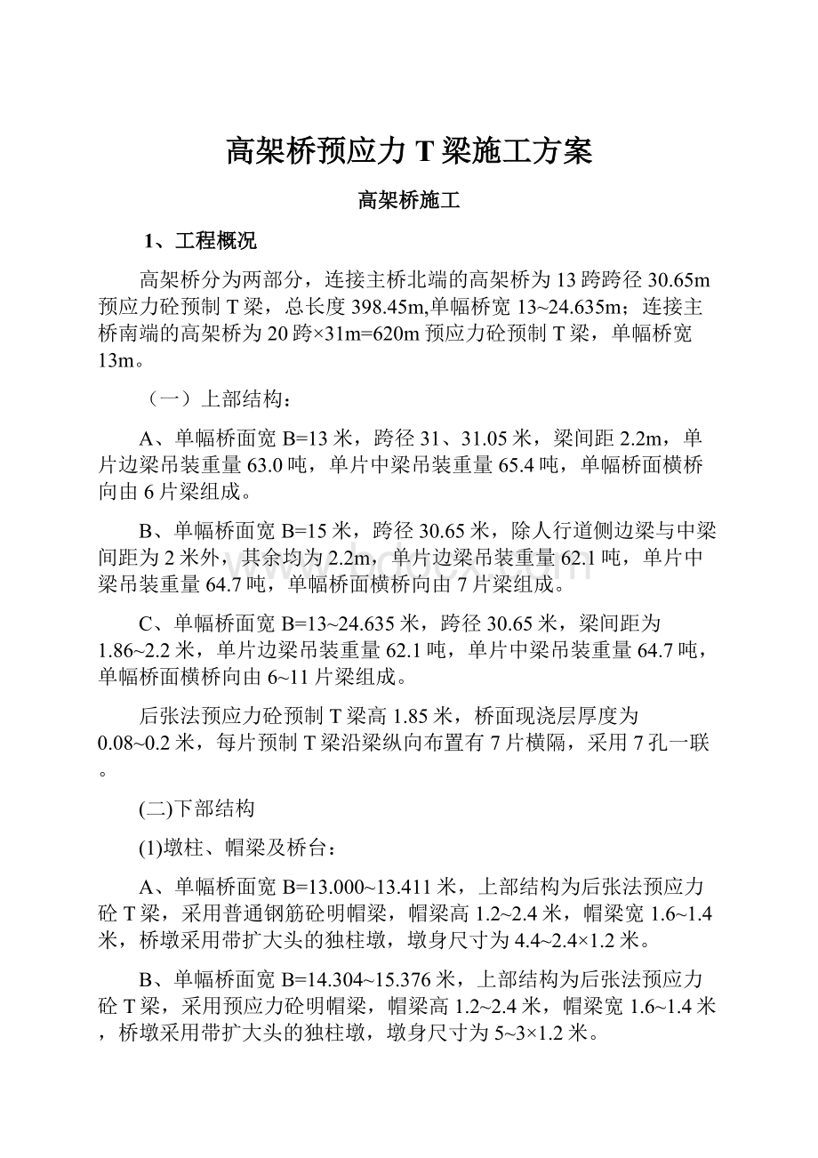 高架桥预应力T梁施工方案.docx_第1页