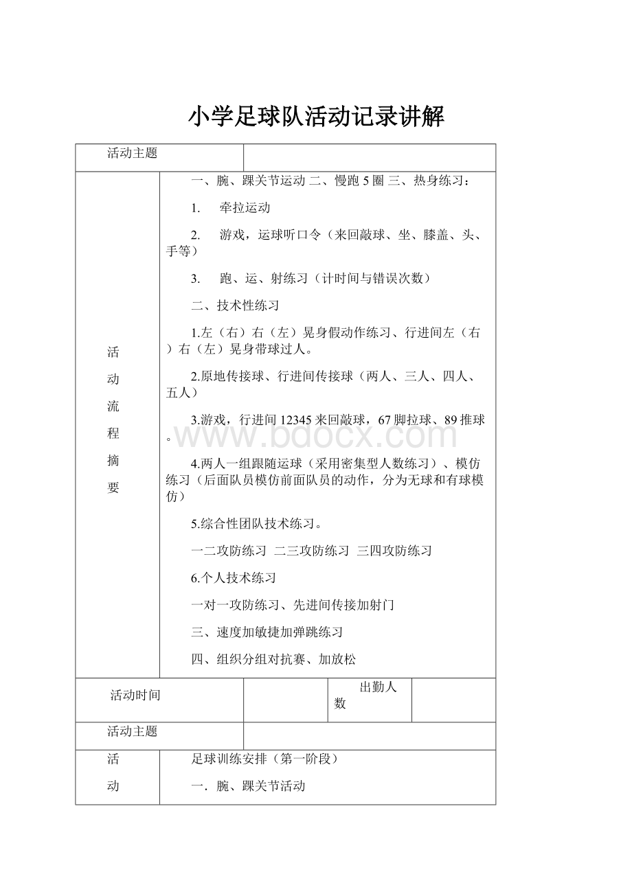 小学足球队活动记录讲解.docx