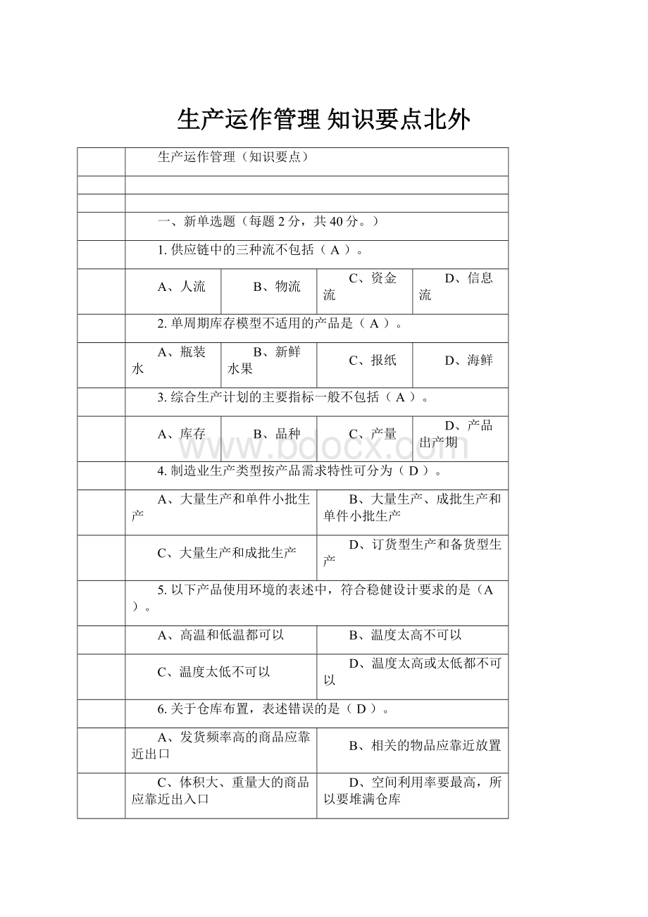 生产运作管理 知识要点北外.docx_第1页