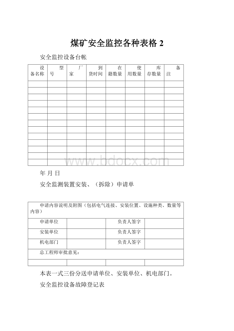 煤矿安全监控各种表格 2.docx_第1页