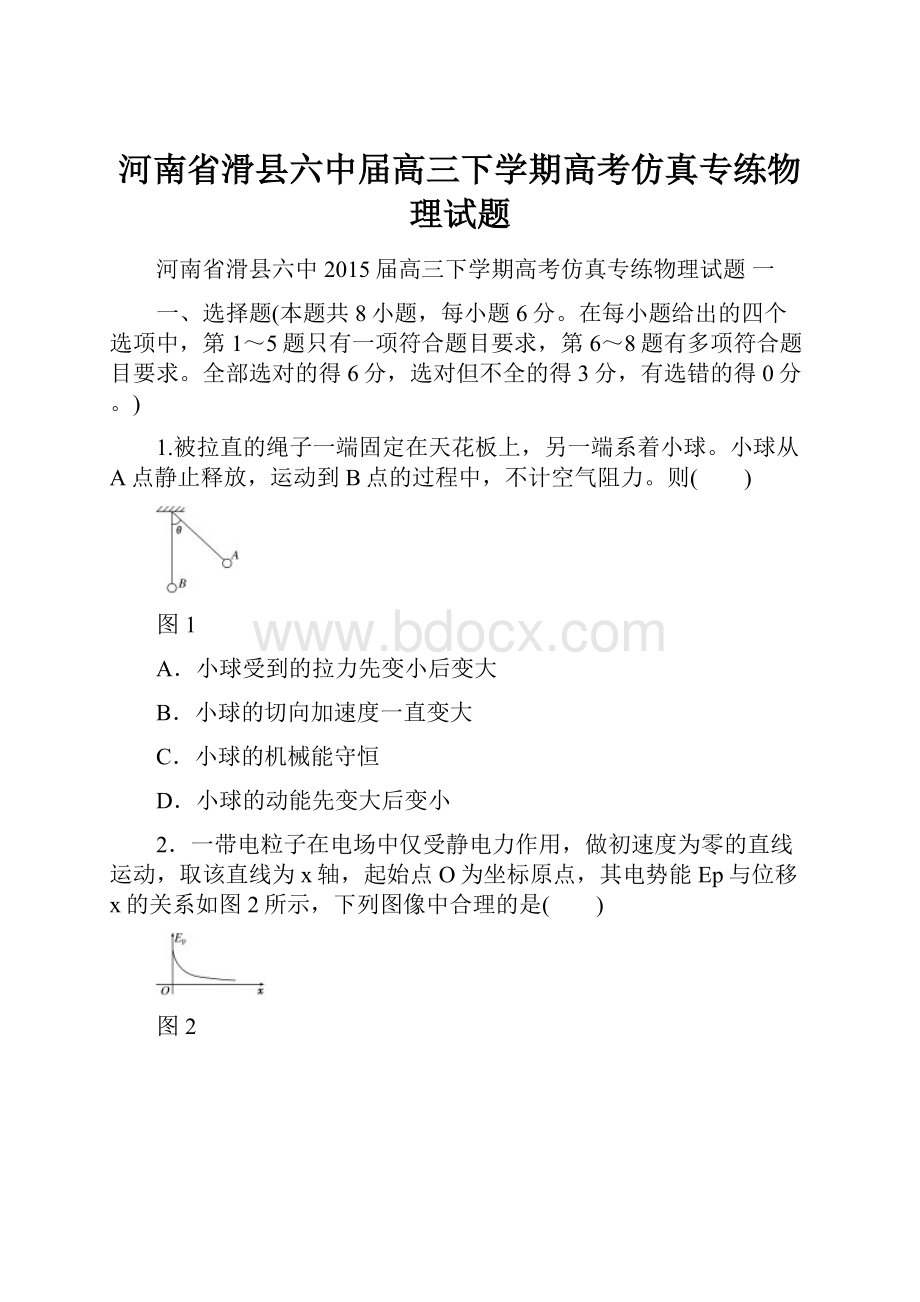 河南省滑县六中届高三下学期高考仿真专练物理试题.docx_第1页