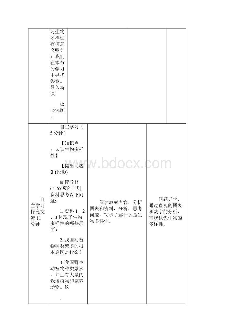 八年级生物下册第6单元第3章第1节生物多样性教学案1.docx_第3页