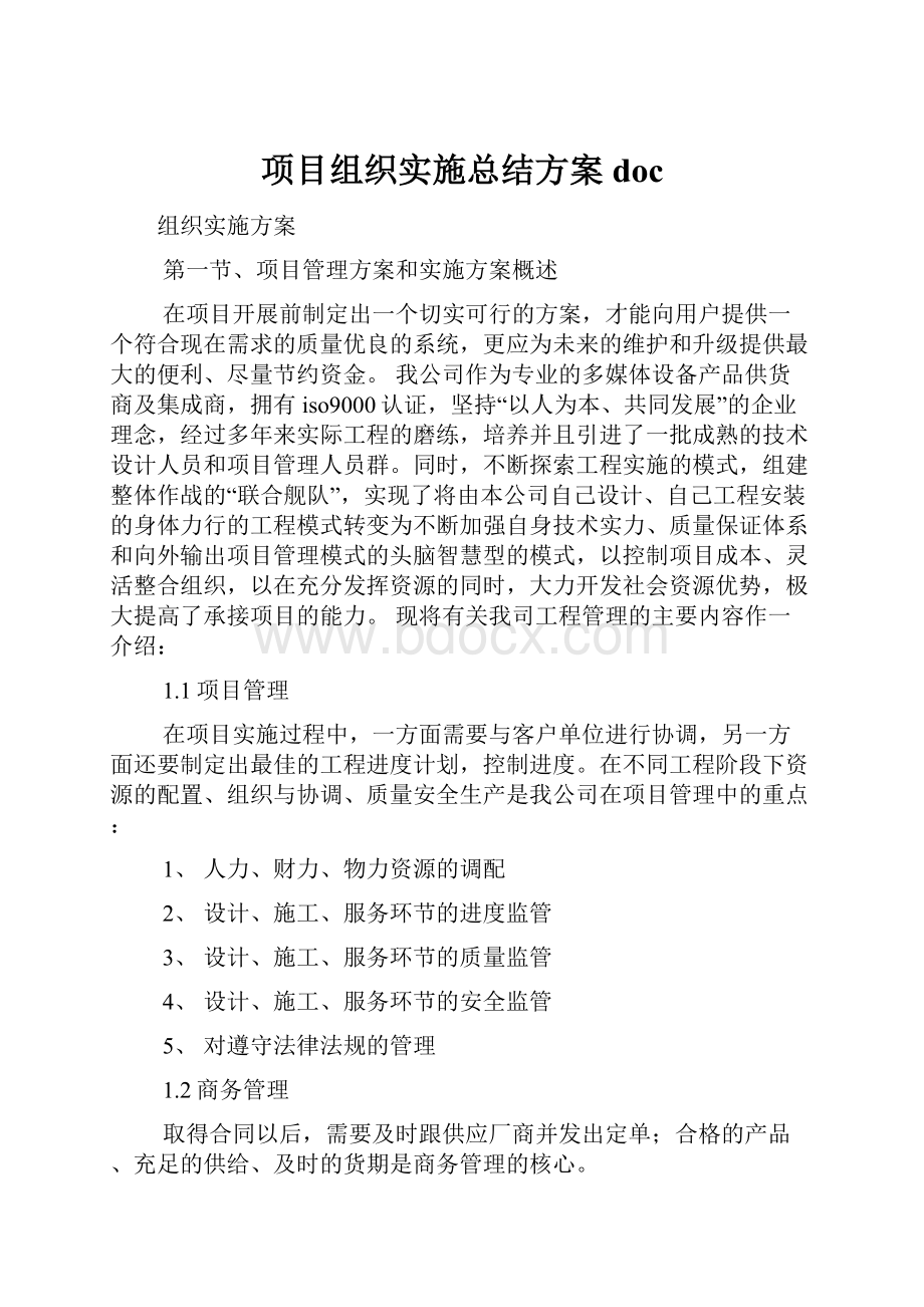 项目组织实施总结方案doc.docx