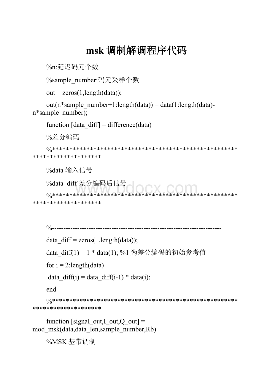 msk调制解调程序代码.docx_第1页