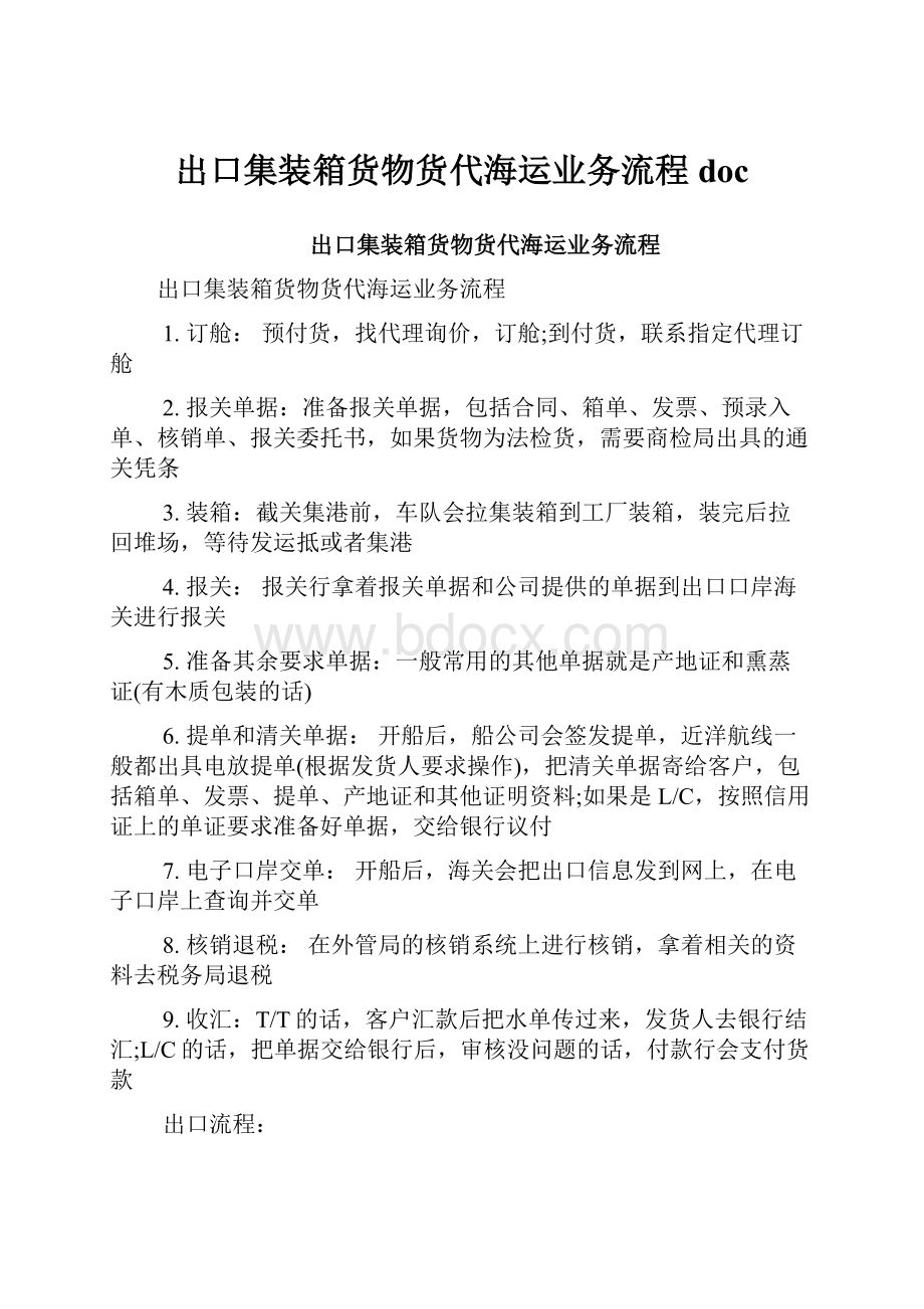 出口集装箱货物货代海运业务流程doc.docx_第1页