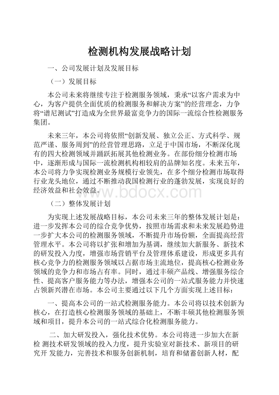 检测机构发展战略计划.docx_第1页