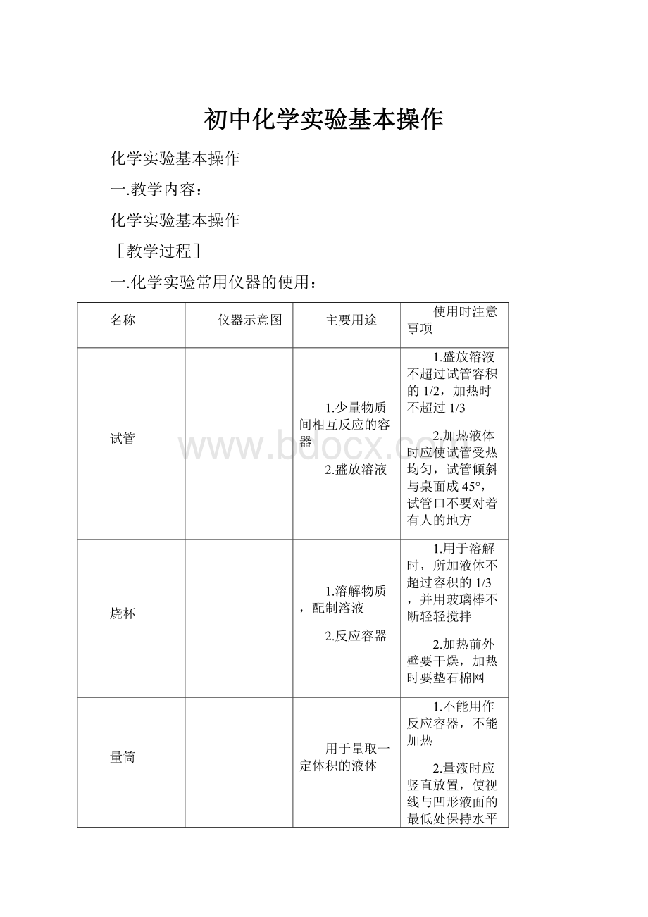 初中化学实验基本操作.docx_第1页