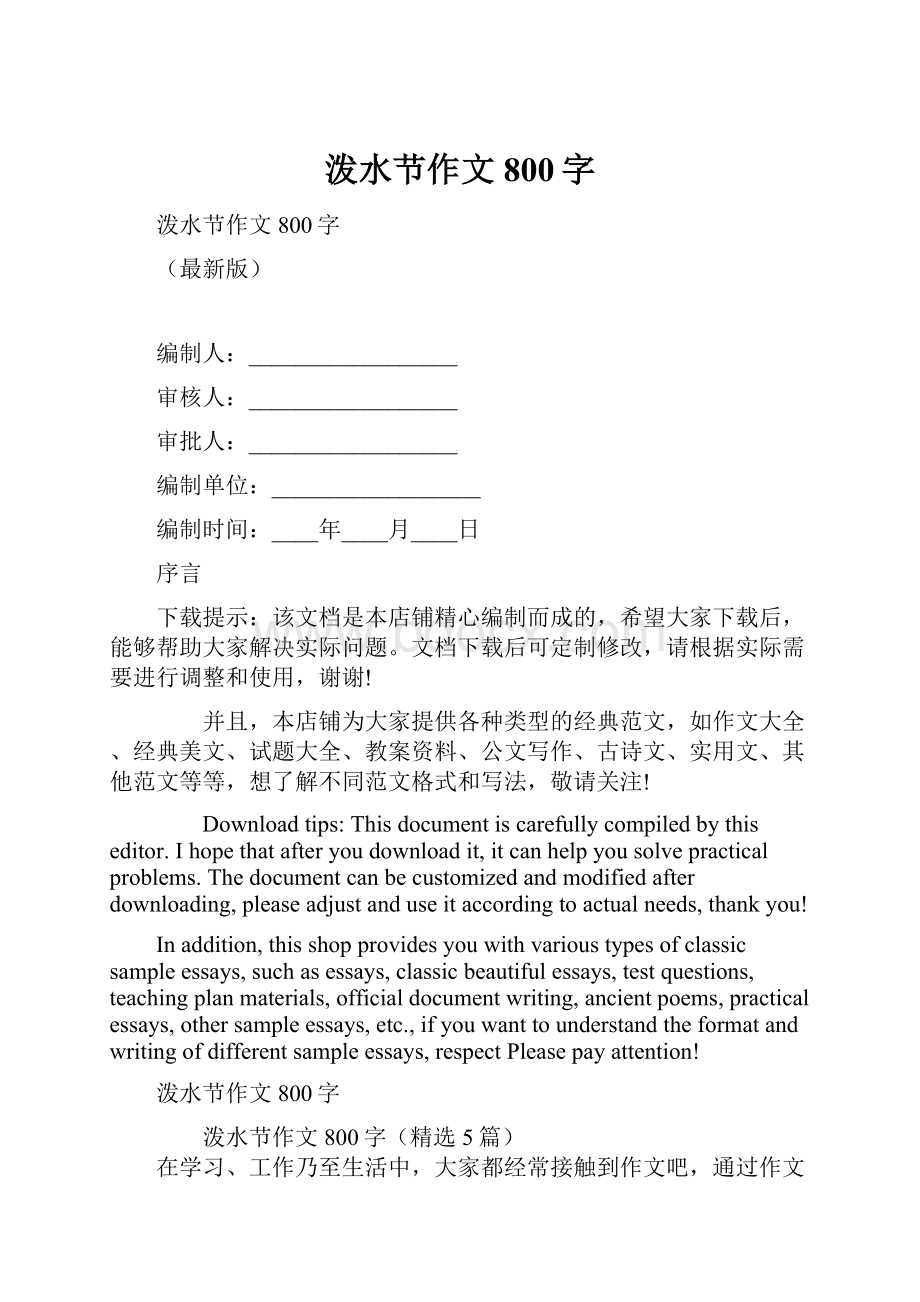 泼水节作文800字.docx