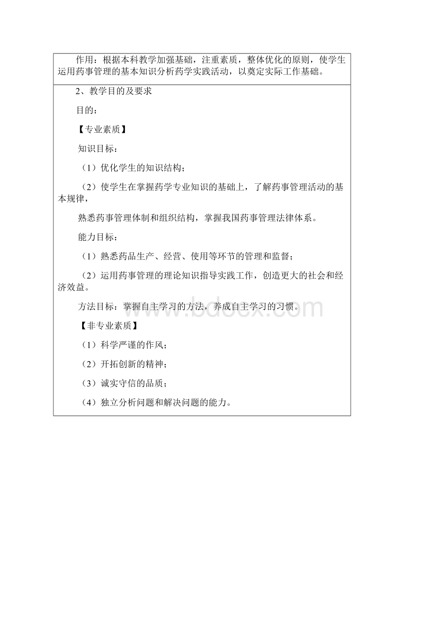 药事管理学课程教学大纲.docx_第2页