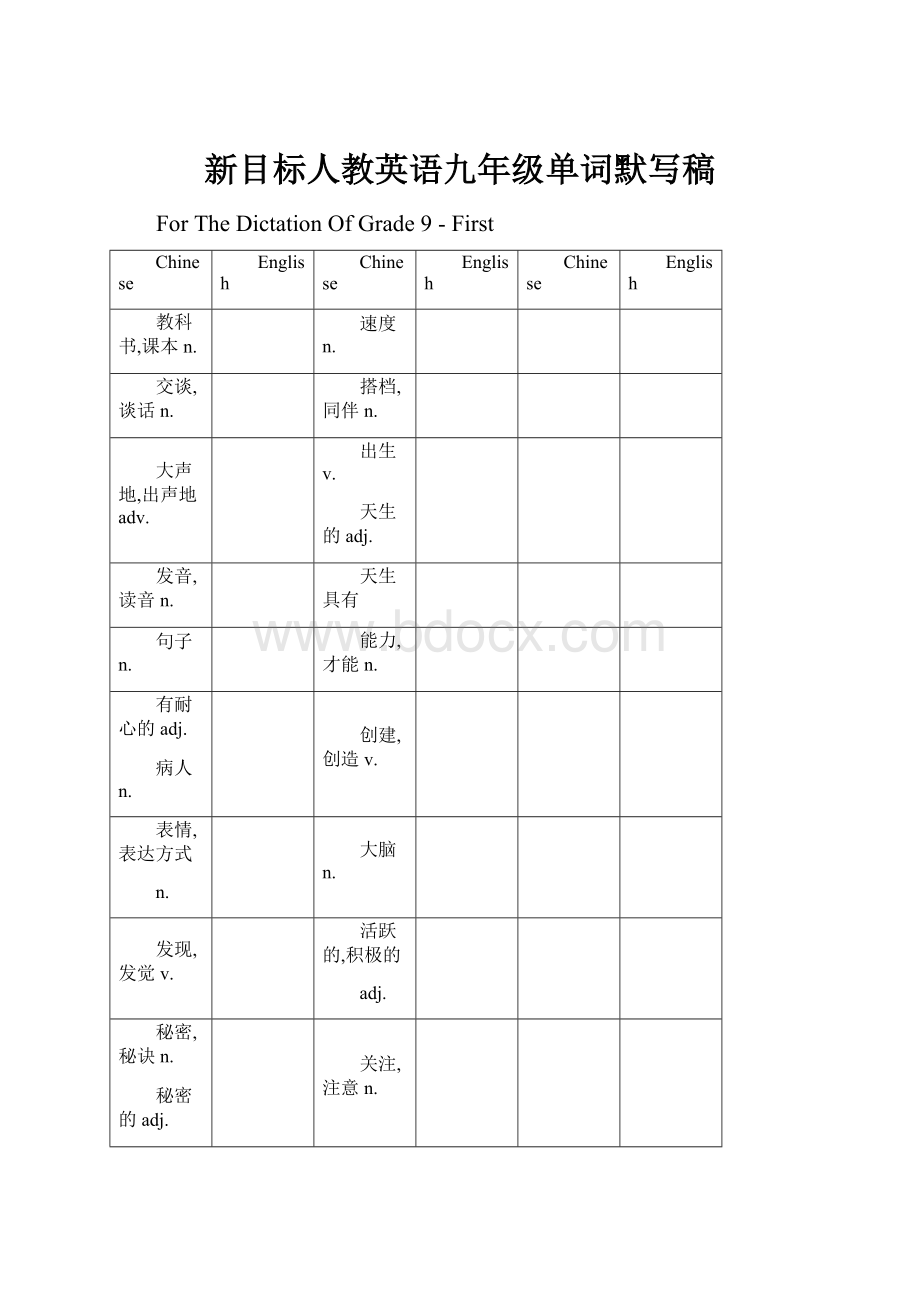 新目标人教英语九年级单词默写稿.docx