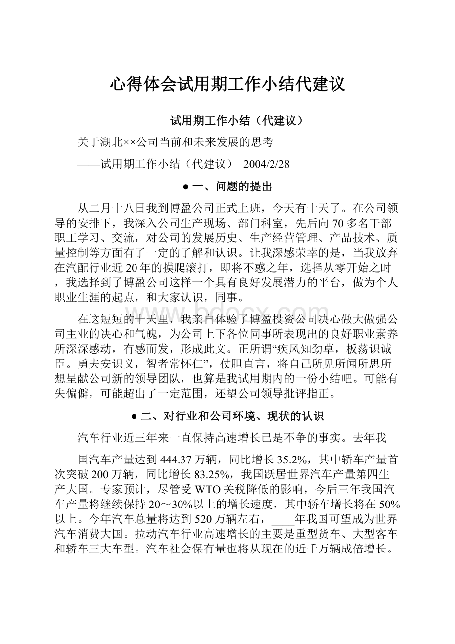 心得体会试用期工作小结代建议.docx