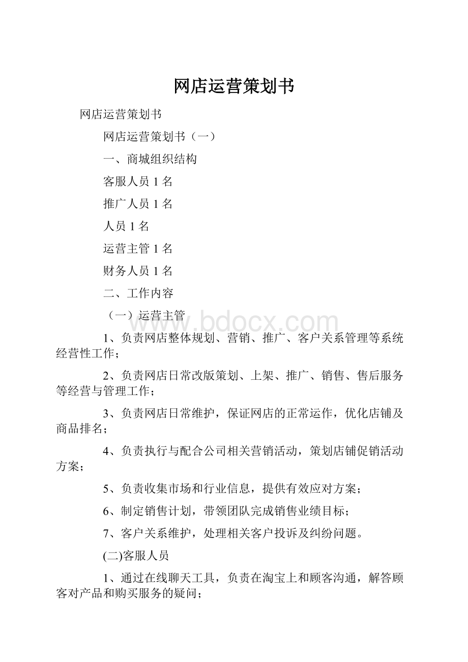 网店运营策划书.docx