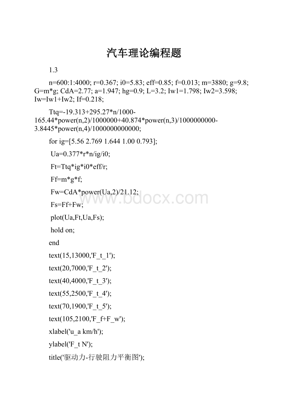 汽车理论编程题.docx_第1页