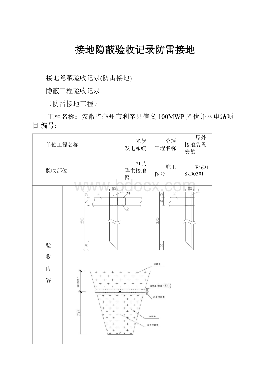 接地隐蔽验收记录防雷接地.docx