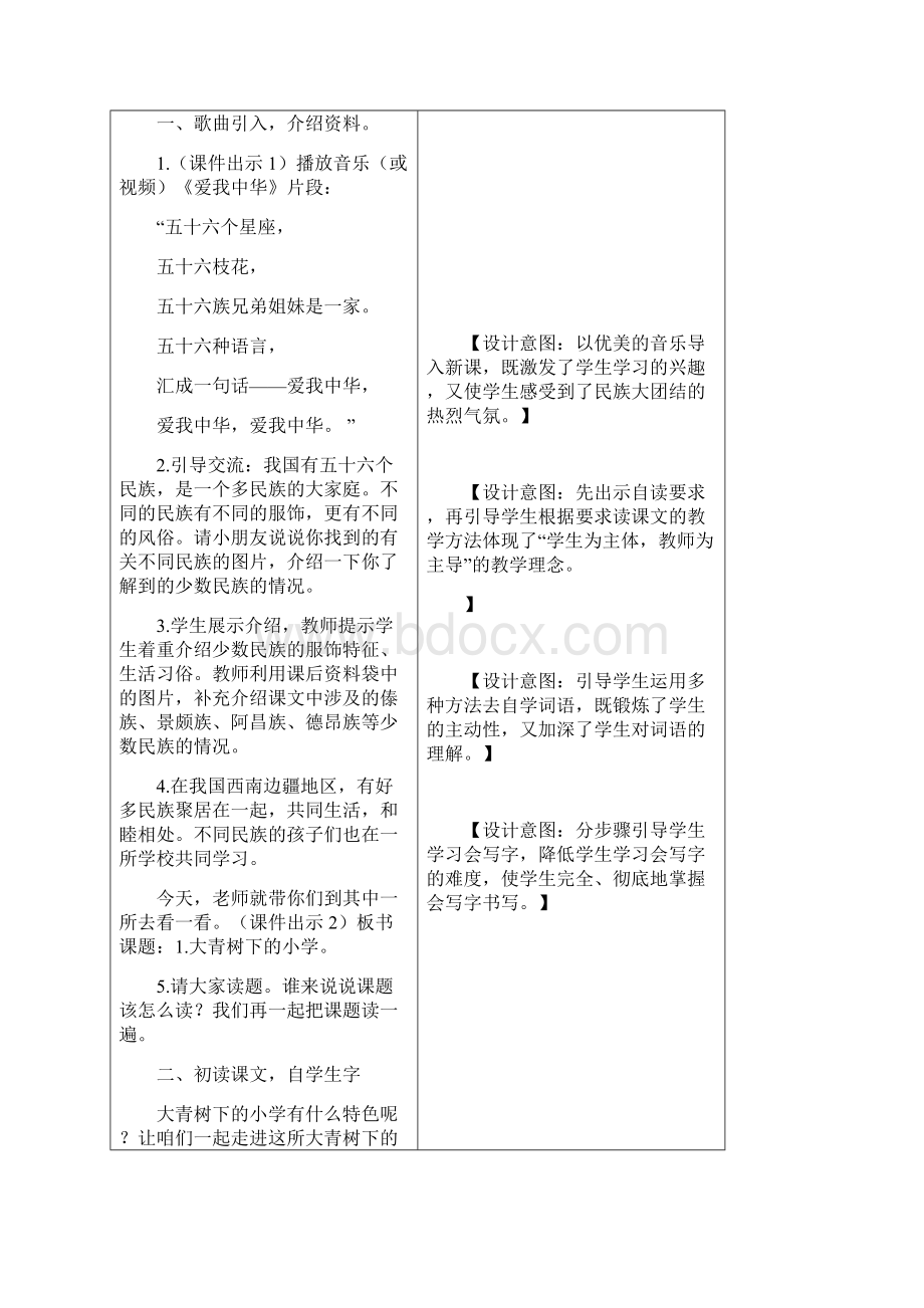 部编版小学三年级语文上册1 大青树下的小学 教学设计含课堂作业及答案推荐.docx_第2页