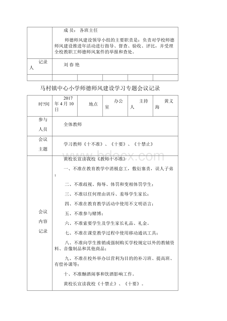 中心小学师德师风建设学习活动会议记录.docx_第2页