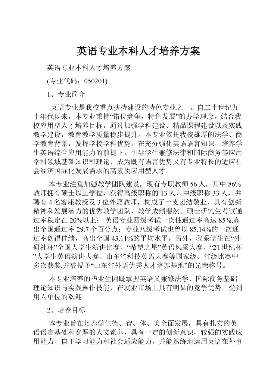 英语专业本科人才培养方案.docx