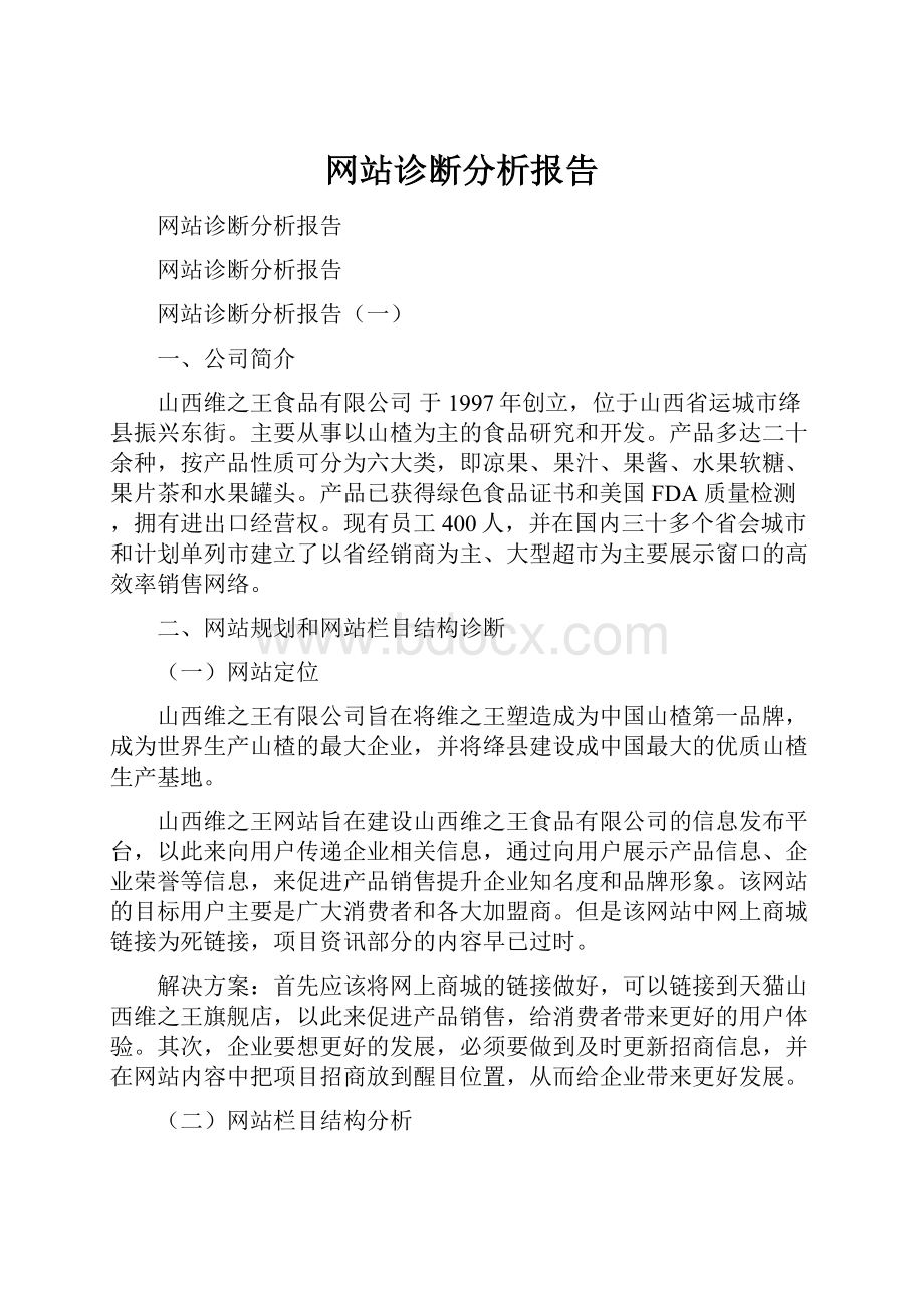 网站诊断分析报告.docx