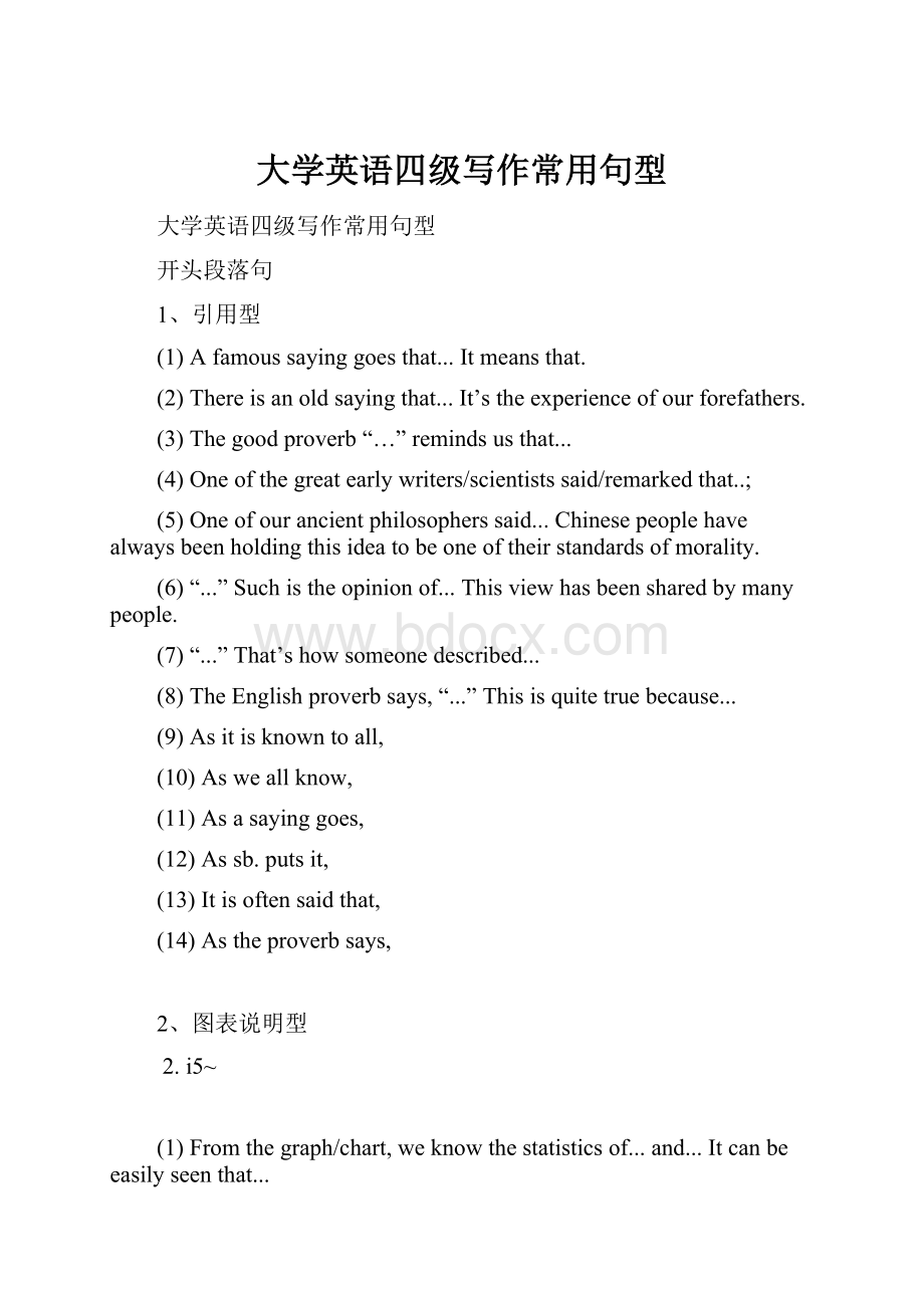 大学英语四级写作常用句型.docx