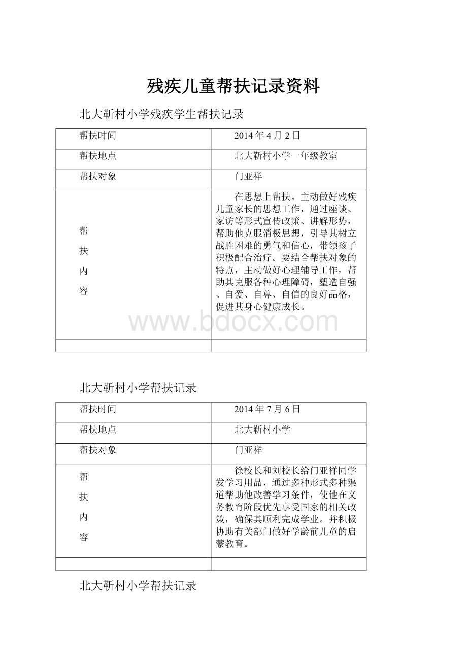 残疾儿童帮扶记录资料.docx_第1页