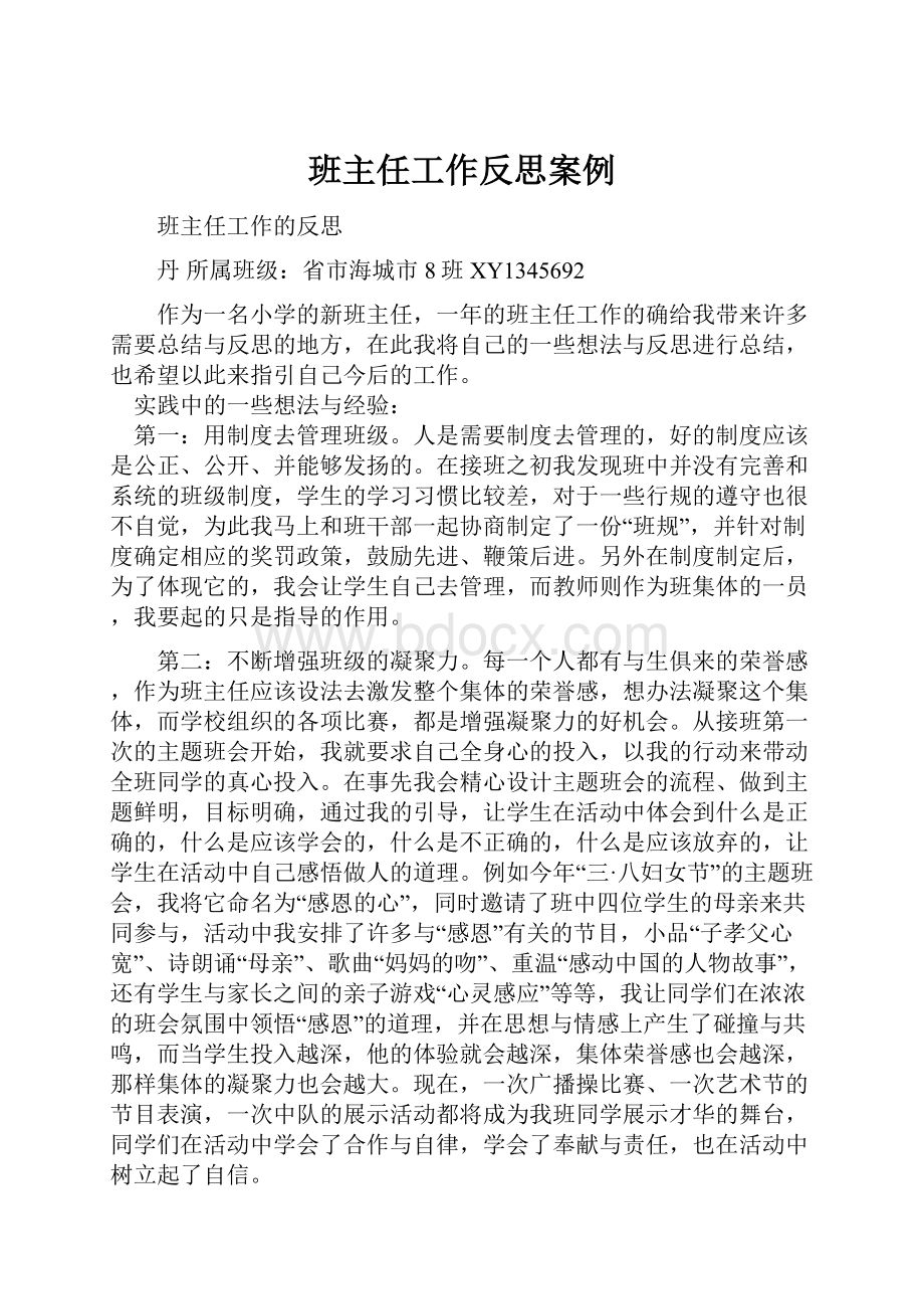 班主任工作反思案例.docx_第1页