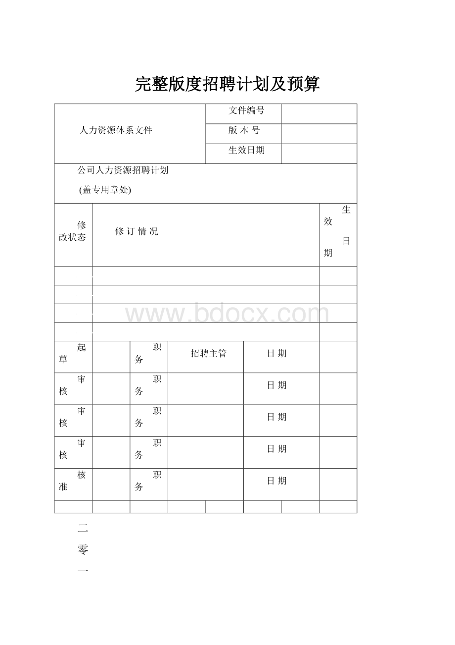 完整版度招聘计划及预算.docx