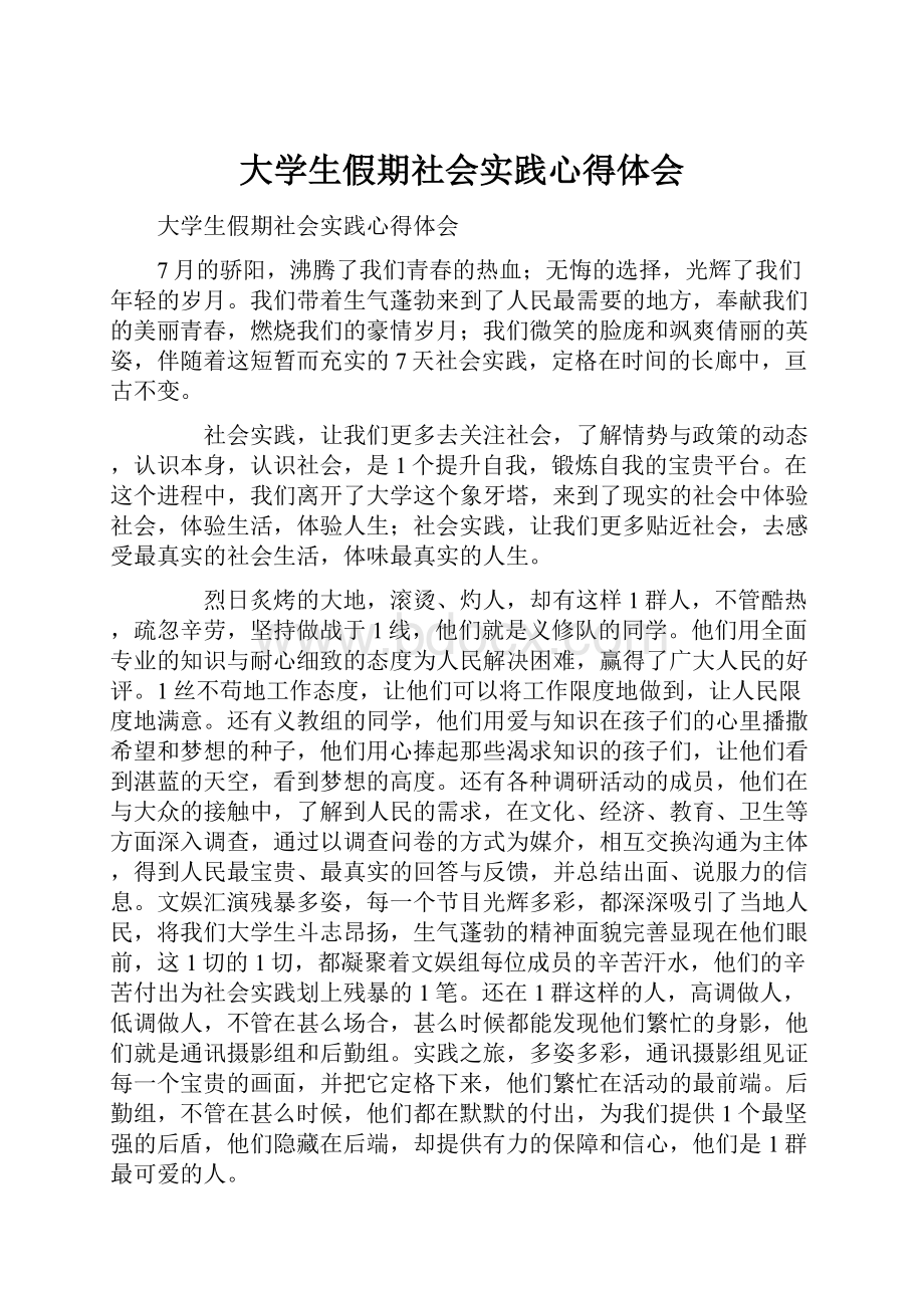 大学生假期社会实践心得体会.docx