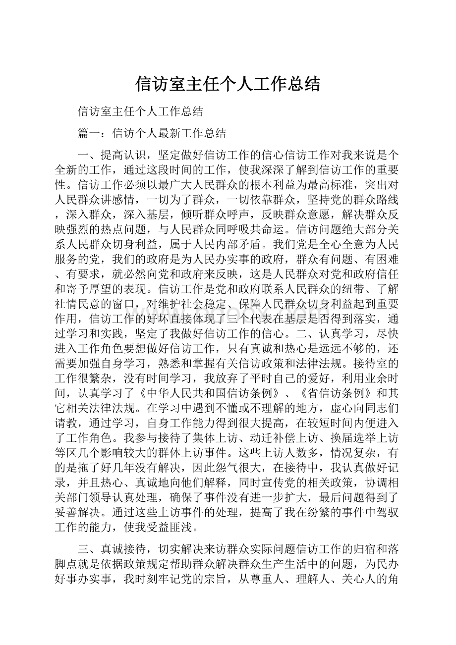 信访室主任个人工作总结.docx